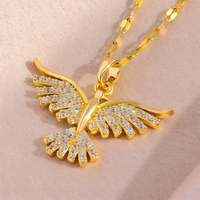 Vintage Phoenix Bird Pendant Necklace Adjustable 40-45CM Chain CZ Crystal 1481