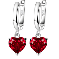 Sterling 925 Silver Heart Crystal Necklace Earrings Ring Set Her Gift Red B33