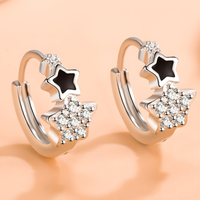 925 Silver-Plated Cute Star Hoop Earrings Women – Copper Alloy 925 Silver 1023