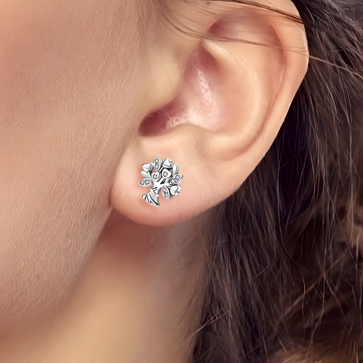 925 Sterling Silver Tree of Life Heart Leaf Earrings Women– Sparkling Zircon 844