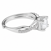 Women's Adjustable Round Brilliant Zircon Engagement Ring Silver Tone Split 1656