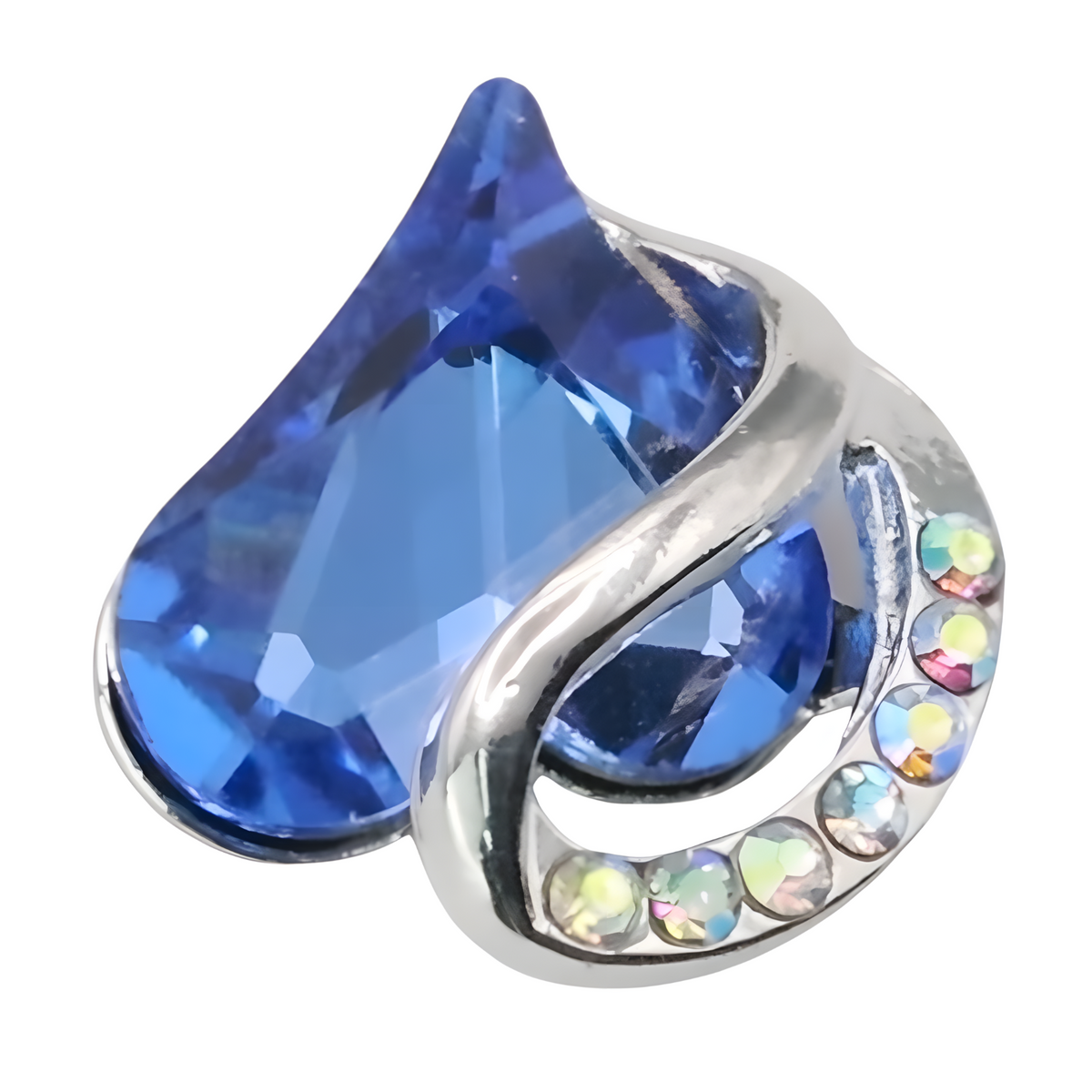 Blue Crystal Heart Pendant Necklace - Silver Plated Fashion Jewellery B317