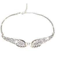 Statement Silver Tone Angel Wings Choker Necklace - Detailed Feather Design B44