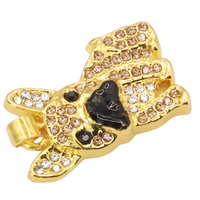 Gold-Plated Bulldog Pendant Necklace with Black Rhodium Accent Cubic Zircon B250