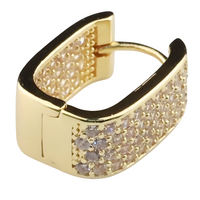Gold Plated Pavé Hoop Earrings 18mm x 8mm Cubic Zirconia Micro Statement 1365