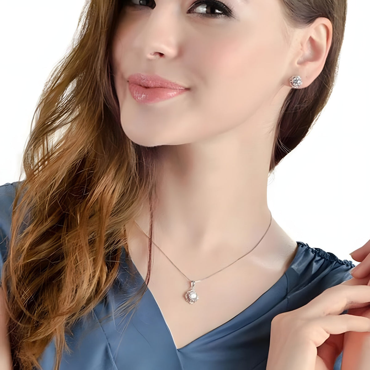 Fashion Party Flowers Rhinestone CZ Pendants Neckalce 925 Sterling Silver 276