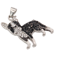 Boston Terrier Pendant Necklace, MultiTone Rhodium & Black-Plated Stainless B252