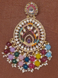 Elegant Bollywood Inspired Gold Kundan Earrings - Traditional Indian Jewelry 185