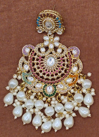 Elegant Bollywood Inspired Gold Kundan Earrings - Traditional Indian Jewelry 216