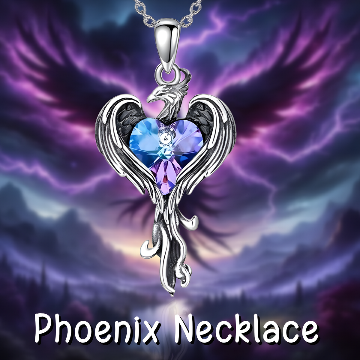 Phoenix Necklace for Women | Sterling Silver Plated Phoenix Bird Pendant B155
