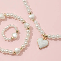 3pcs Necklace Bracelet Ring Set Girls, Sweet Heart Faux Pearl Jewelry Set 107 UK