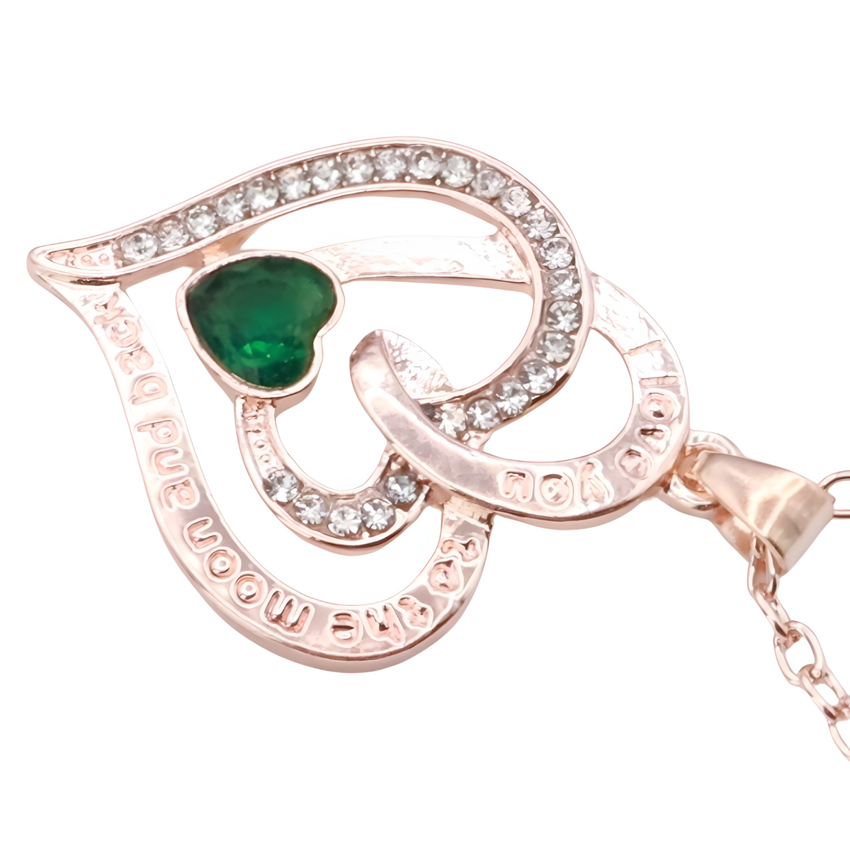 18K Gold Plated Zinc Alloy Chain Necklace with Crystal Rhinestones Green B306