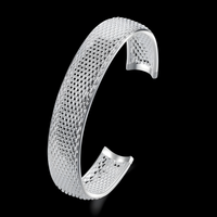Wide Net Mesh Cuff Bracelet, Adjustable Open Bangle, Vintage Style Round 1793