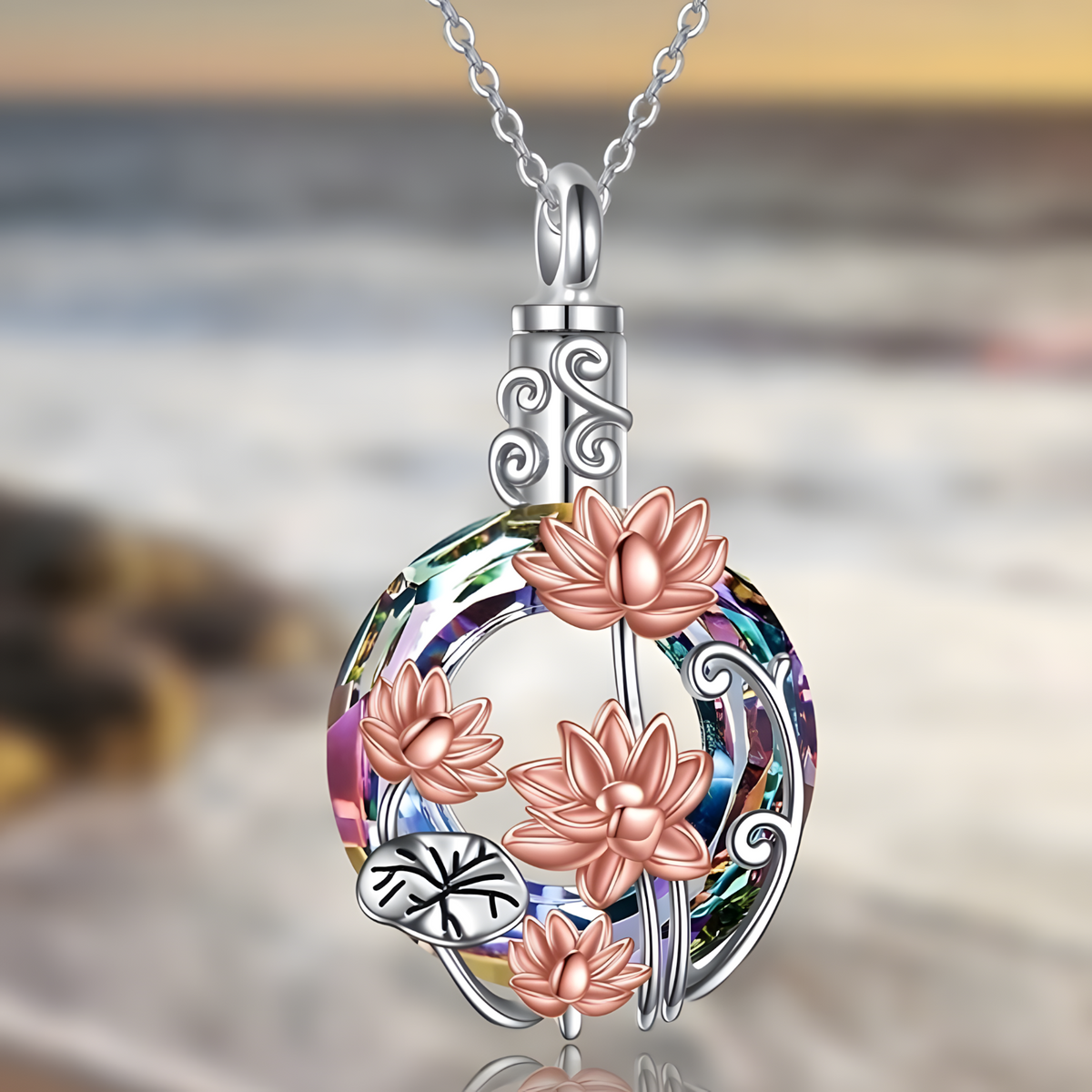 Unified Jewellery Lotus Flower Pendant Necklace For Women Silver Colour 1749