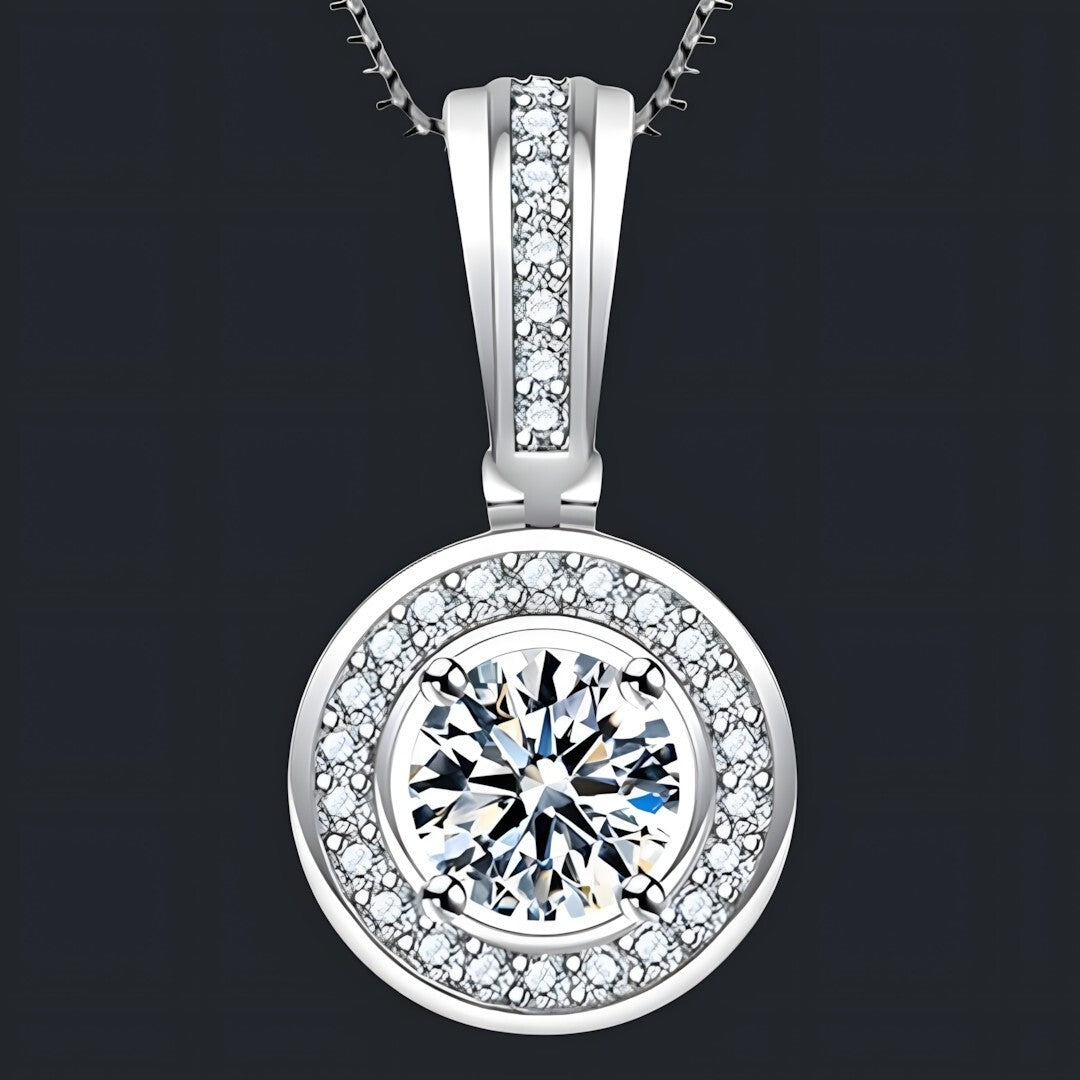 925 Sterling Silver Round Zircon Pendant Necklace – Women's Fashion Jewelry 256