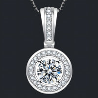 925 Sterling Silver Round Zircon Pendant Necklace – Women's Fashion Jewelry 256
