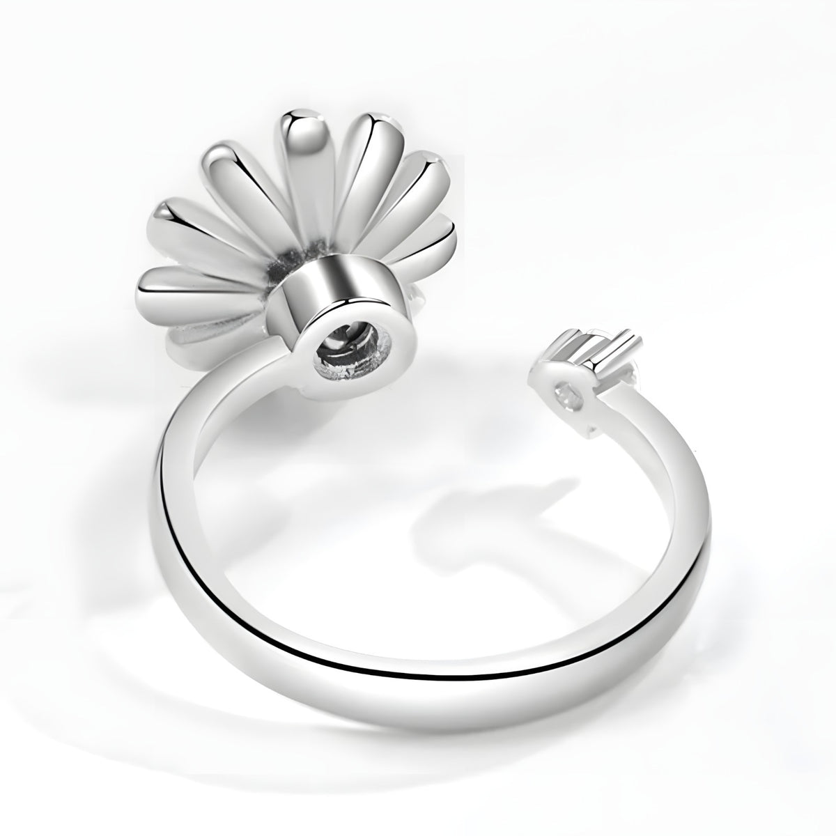 925 Sterling Silver Style, Rotating Flower, Pearl Center, Butterfly Accent 375