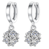 Women's Dangle Hoop Earrings,925 Sterling Silver Plated with Round-Cut Cubic 467