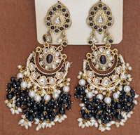 Elegant Bollywood Inspired Gold Kundan Earrings - Traditional Indian Jewelry 249