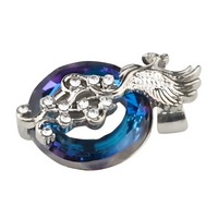 Blue Fire Phoenix Necklace for Women Girls, Ocean Crystal Rebirth Pendant 1393