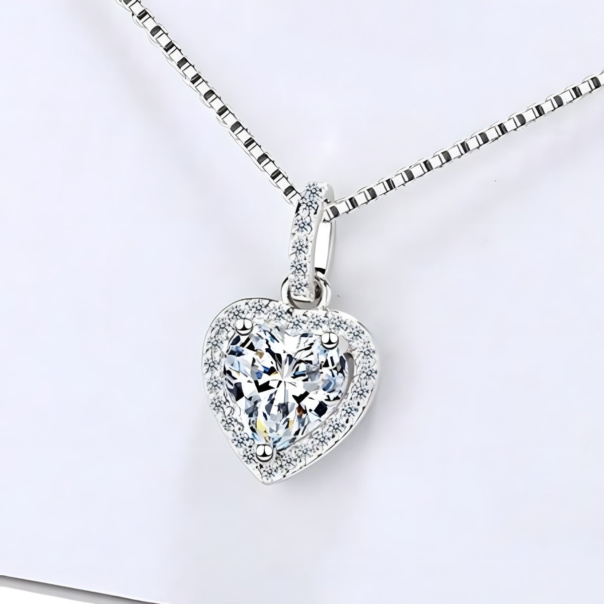 925 Sterling Silver Heart Pendant Necklace AAA Cubic Zirconia Charm Jewelry  275