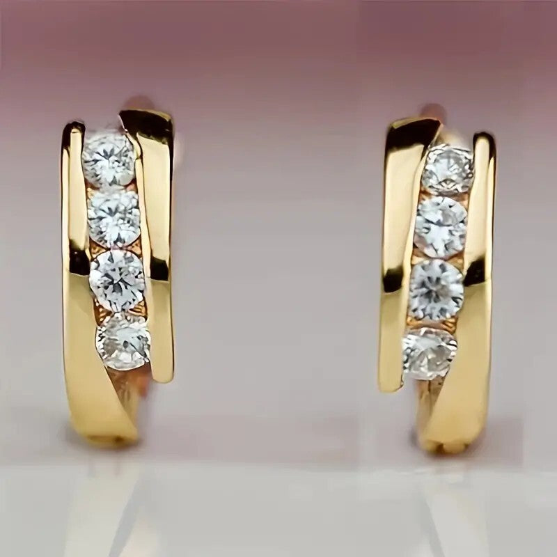 Hoop Earrings Plated Jewelry Embellished Zircon Elegant Simple Style 89 UK