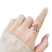 Unified Jewellery Rotatable Rose Flower Ring (Adjustable) Silver Tone Floral 388