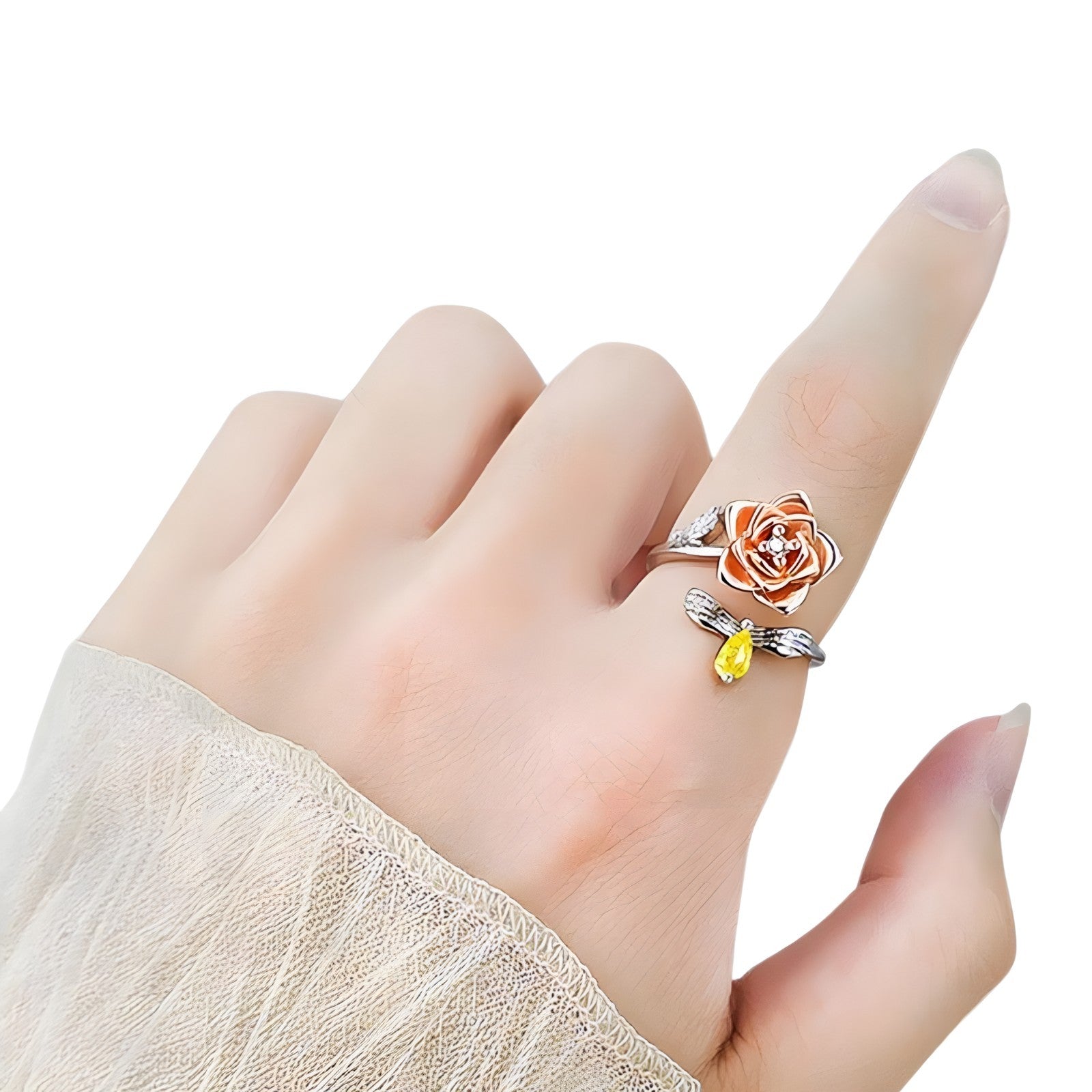 Unified Jewellery Rotatable Rose Flower Ring (Adjustable) Silver Tone Floral 388