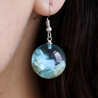 Unified Jewellery Whimsical Blue Sky White Clouds Glass Ball Dangle Earrings B7