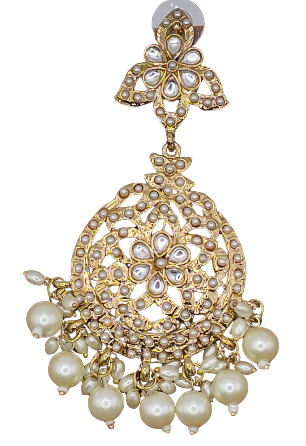 Elegant Bollywood Inspired Gold Kundan Earrings - Traditional Indian Jewelry 242