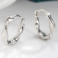Silver-Tone Twisted Hoop Earrings Women Copper Alloy Zinc-Plated Fashion 993