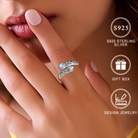 Retro Simple Flower Pattern Opening Rings Pear/Round Imitation Moonstone 506