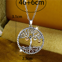 Tree Of Life Pendant Necklace-Copper Metal Family Tree Necklace Zirconia 1132