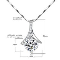 Sterling Silver Pendant Necklace for Women Real 925 Box Chain with AAA Cubic 288