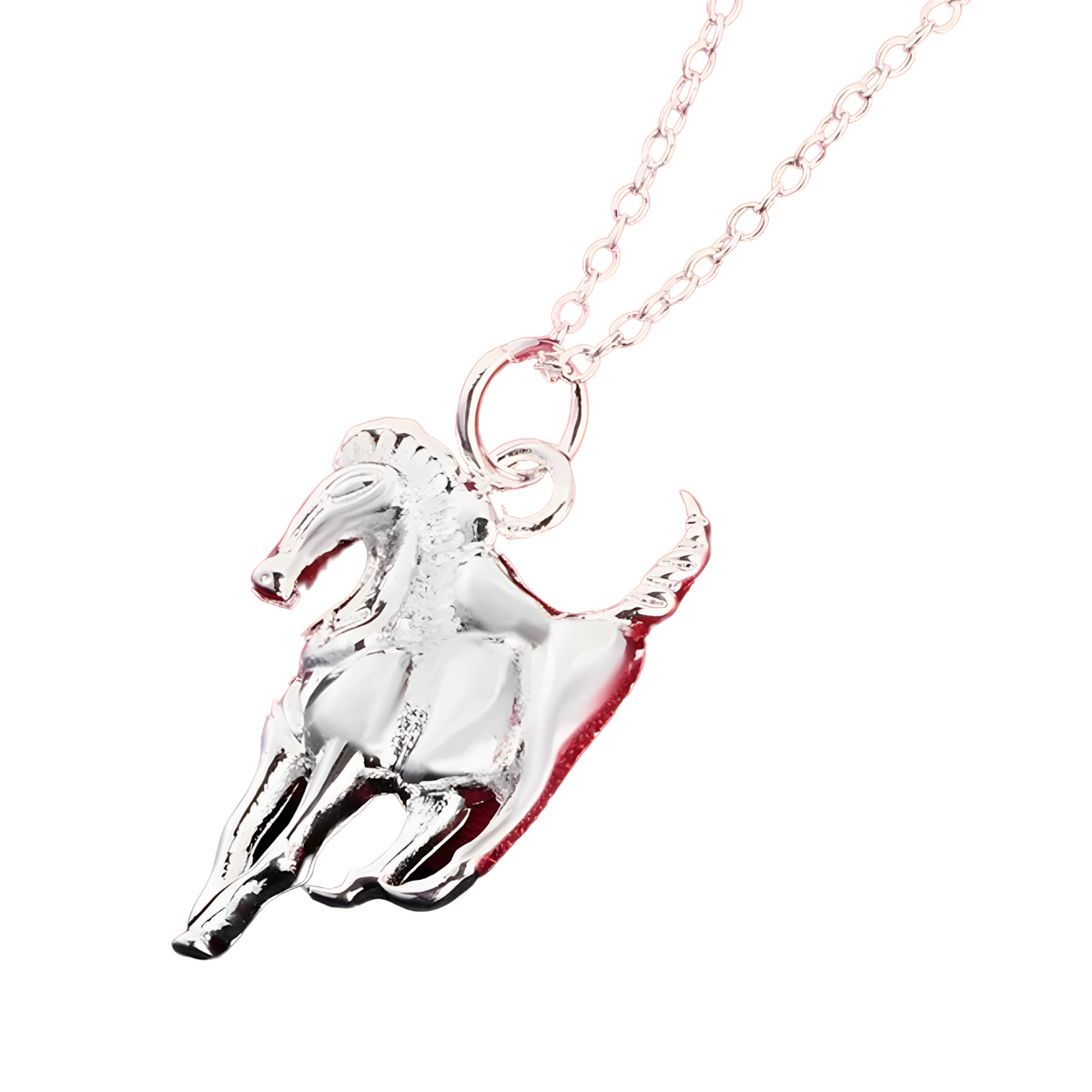 925 Sterling Silver Horse Head Charm with Chain, Modern Equestrian Horseback 476