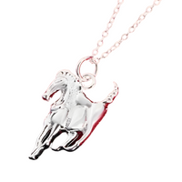 925 Sterling Silver Horse Head Charm with Chain, Modern Equestrian Horseback 476
