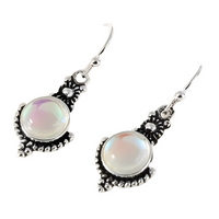 Women's Bohemian Dangle Earrings with Iridescent Opalite Gemstone Vintage B110