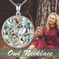 European Fashion Owl Pendant Necklace for Women –Resin Tree of Life Pendant 1127