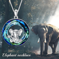 Unified Jewellery Cute Elephant Necklace Blue Crystal Circle Silver Tone B63