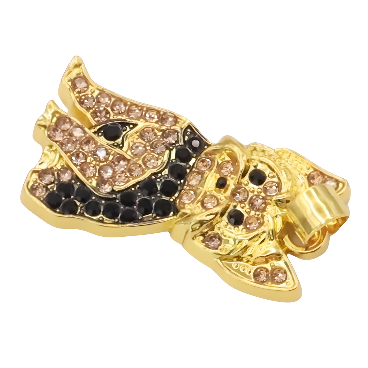 Royal Yorkie Dog Necklace Rhinestone Pendant Animal Charm Zinc Alloy Gold  B227