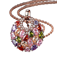 Rose Gold Plated Multicolour Cubic Zirconia Jewellery Set For Women Heart 1701