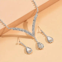 Stylish Luxury Water Drop Rhinestones Pendant Necklace & Earrings Jewelry 102 UK