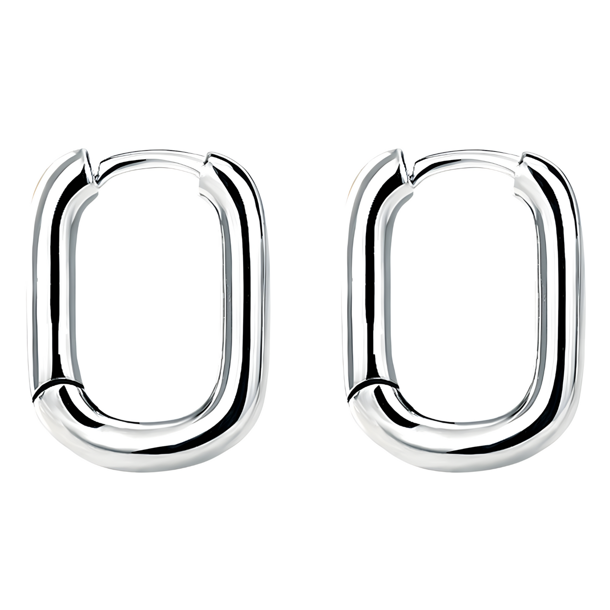925 Silver-Plated Oval Hoop Earrings for Women– Sleek Geometric Huggie Hoops 933