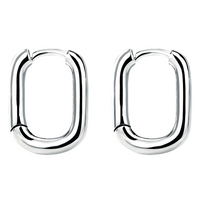 925 Silver-Plated Oval Hoop Earrings for Women– Sleek Geometric Huggie Hoops 933