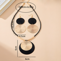 Women's Punk Style Large Circular Dangle Earring and Pendant Necklace Set B107