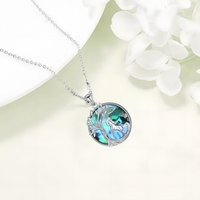 Tree of Life Abalone Shell Necklace for Women, Boho Style Prancing Horse B158