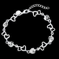 Unified Jewellery Rose Heart Bracelet 20cm Adjustable Clear Crystal Women's 1898