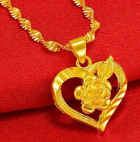 Unified Jewellery 24K Gold Plated Copper Flower HeartShaped Pendant Necklace 129