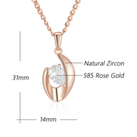 Rose Gold Colour Pendant Necklace for Women, Copper Alloy with Zircon Stone 1281
