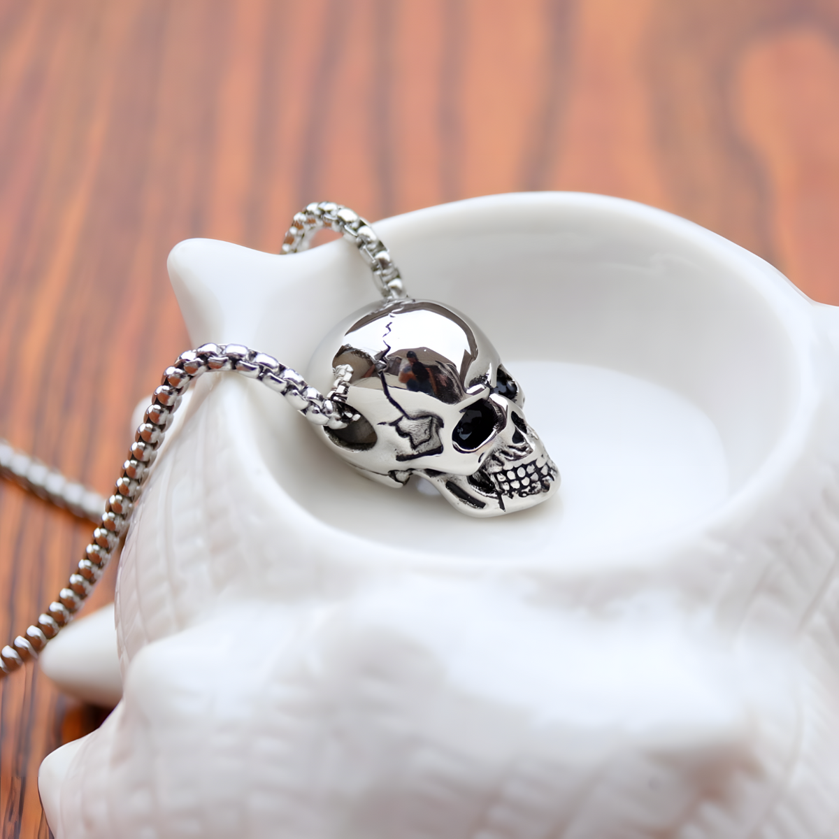 Gothic Skull Pendant Necklace - Men Women Unisex Punk Skeleton Charm Chain 1489